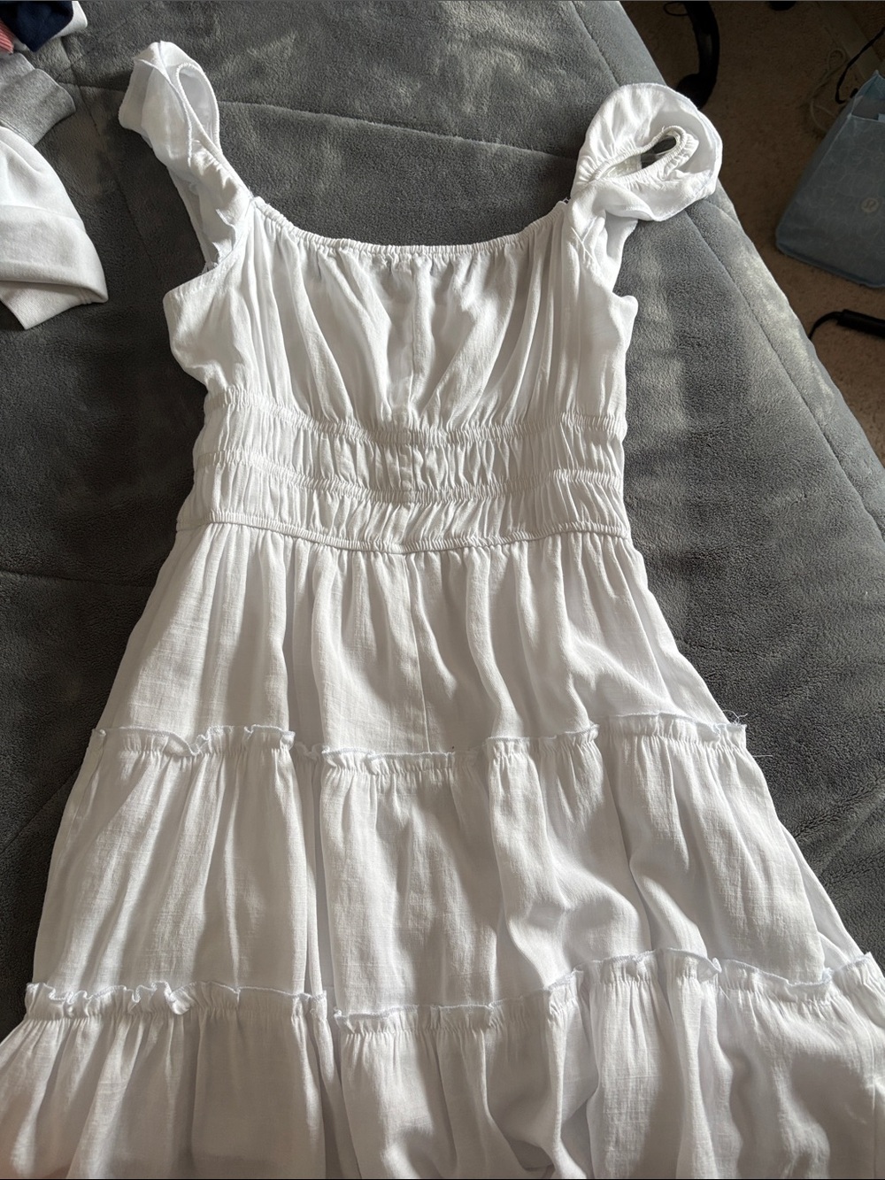 Womens White Ruffle Tiered Sundress